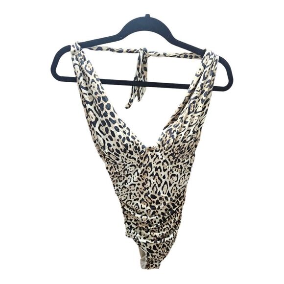 VICTORIA'S SECRET Leopard Print One Piece Halter Top Swimsuit - Size XS - Picture 1 of 8
